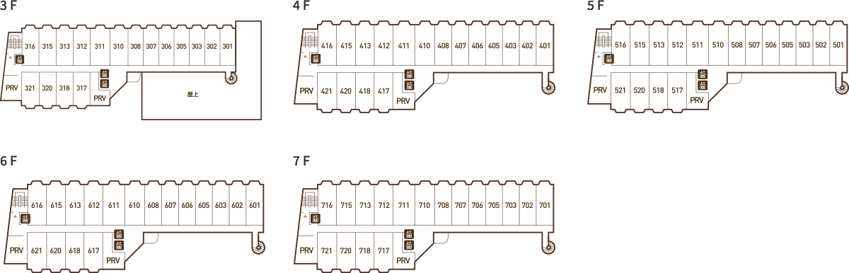 3F〜7Fフロアマップ